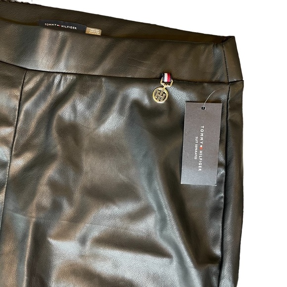 Tommy Hilfiger Black Vegan Leather Skinny- Ankle Pant Size: 14 New ! - Picture 7 of 10